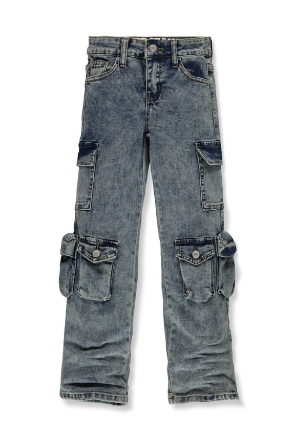 V.I.P. Jeans Wide Leg Cargo Jeans Color: acid wash Size: 10
