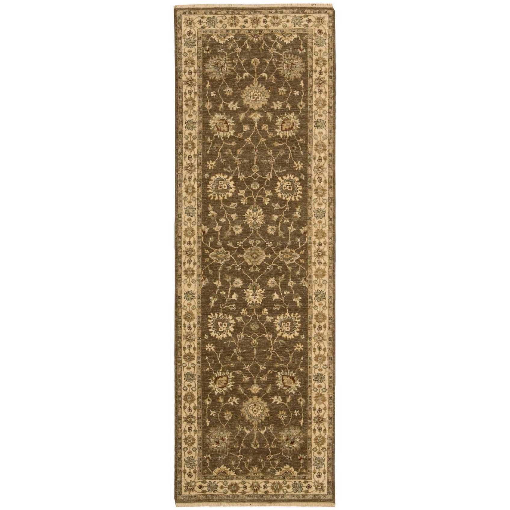 Chocolate Hand-Knotted Wool Persian Runner Rug