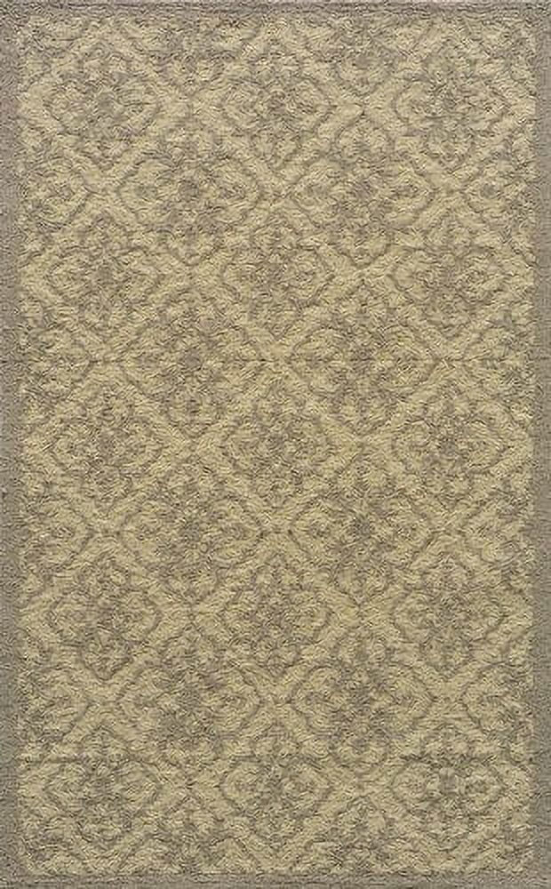 Taupe Geometric Hand-Hooked Indoor Outdoor Rug 5' x 8'