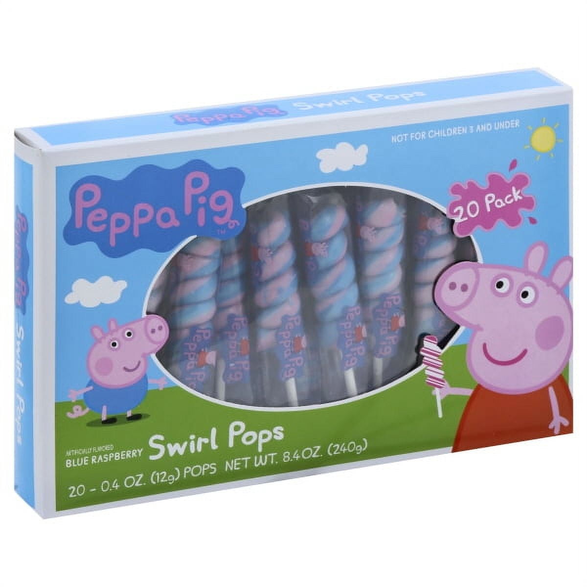 V.I.P. Peppa Pig Blue Raspberry Swirl Lollipops, 0.4 Oz, 20 Count