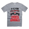 thumbnail image 1 of V Is For Video Games Shirt Funny Gaming Shirt Valentine's Day Joke Shirt Humorous Gifts For Him (Medium Grey), 1 of 6