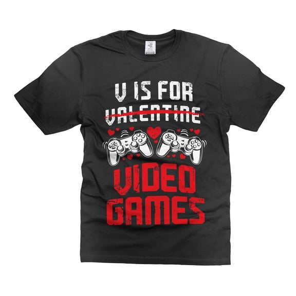 V Is For Video Games Shirt Funny Gaming Shirt Valentine's Day Joke Shirt Humorous Gifts For Him