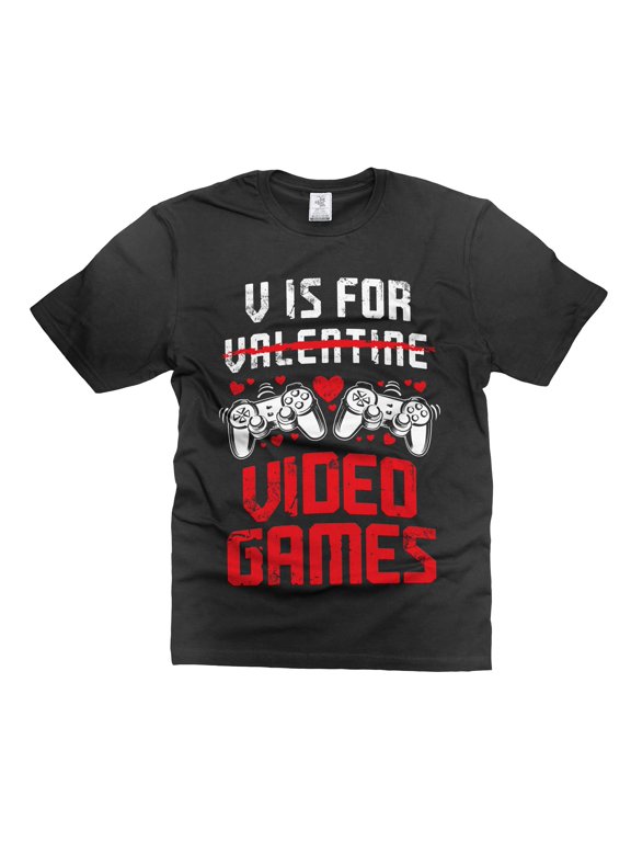 V Is For Video Games Shirt Funny Gaming Shirt Valentine's Day Joke Shirt Humorous Gifts For Him