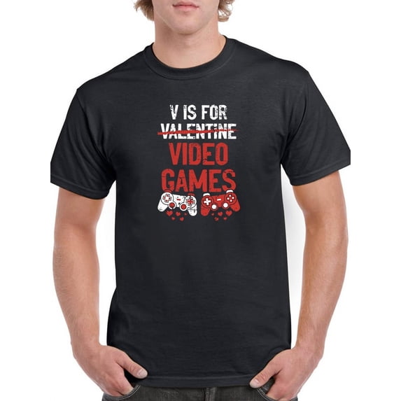 V Is For Video Games T-Shirt Men -GoatDeals Designs, Male XX-Large