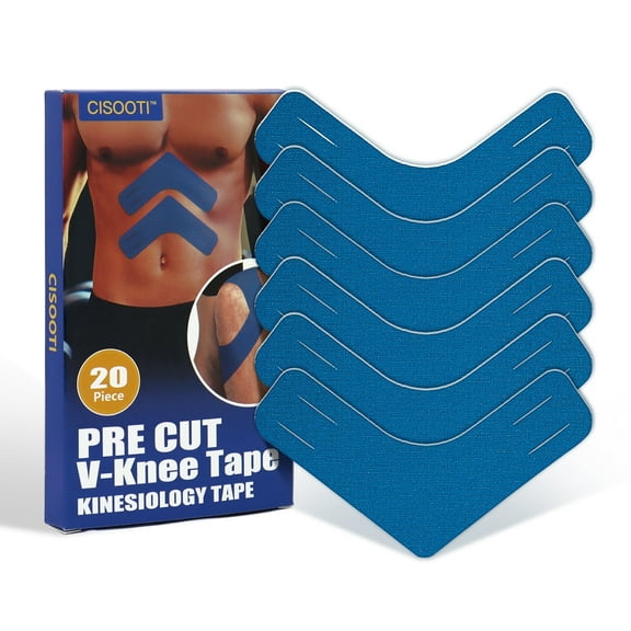 V-Knee Kinesiology Tape Precut Strips 2 Inch Wide Waterproof Athletic Tape for Shoulders, Knees, and Muscles, Versatile Body Tape, 20 Count