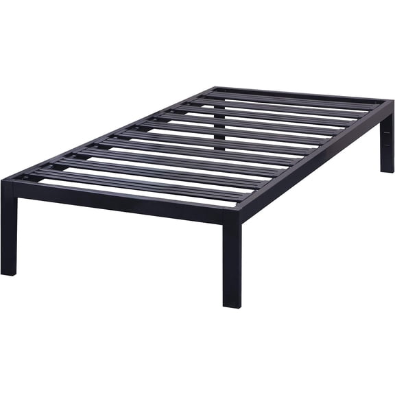 V&LX 14" Heavy Duty Bedframe Wide Metal Slat Deluxe Mattress Support Bed Frame Base C Black, Twin