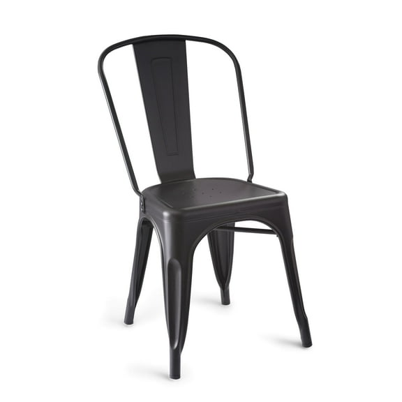 V&LX 4-Pack Chair 30" Metal Folding Steel Chairs 4 Pack, Black