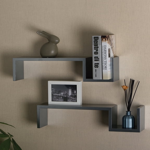 V-Light Gray S-Shaped Wall Shelf