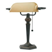 V-LIGHT Traditional Style CFL Bankers Desk Lamp with Amber Glass Shade CAVS91045BRZ