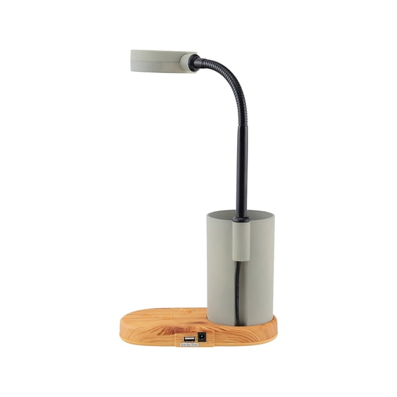 V-Light LED Multifunctional Desk Lamp 18.75" Gray/Wood (SVLC0052WUG)