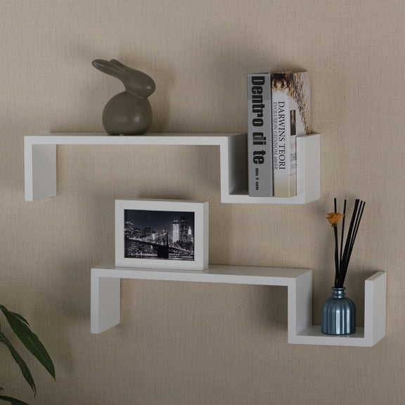 V-Light White S-Shaped Wall Shelf