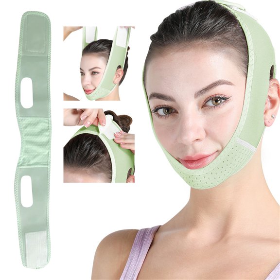 V-Line Face Lifting Mask Band, 1 Piece - Lightweight V Shape Strap Comfortable Night Slimming Adjustable Toning Support for Facial Lifting(Light Green), Easter Mother'S Day Gift Makeup Organizers