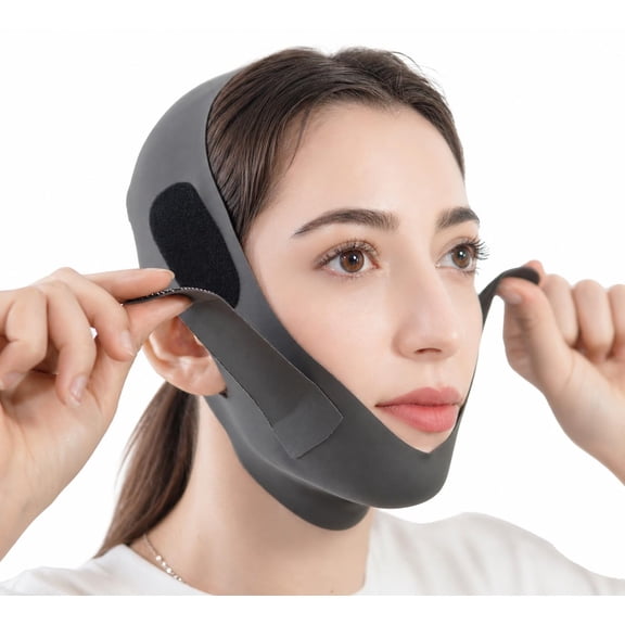 V Line Lifting Mask Chin Strap for Sleeping, Face Lifting Strap, Chin Strap, V Line Mask, Jawline Shaper, Jaw Strap, Double Chin Reducer,Face Lift Tape & Snoring Solution (Black)