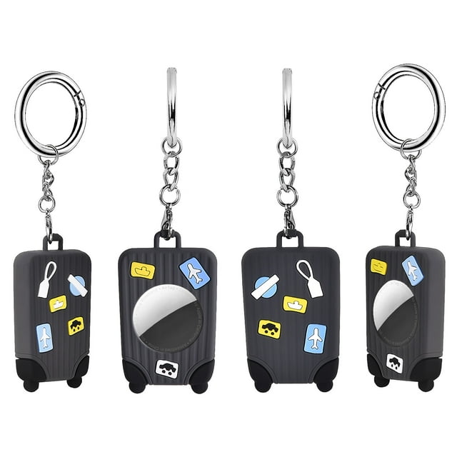 VMORO 4 Pack Airtags Tracker Protective Case, Suitcase Airtag Keychain