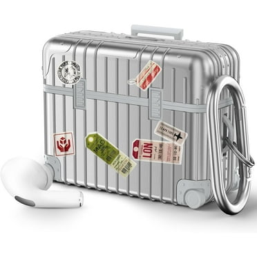 V-MORO Airpods Pro 2nd/1st Generation Case with Keychain, Suitcase Earphone for Men Women-Silver