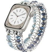 V-MORO Beaded Bracelet Compatible for Apple Watch Band 42mm 44mm 45mm Women,Fashion Handmade Elastic Stretch Strap for iWatch Series SE 8 7 6 5 4 3 2 1