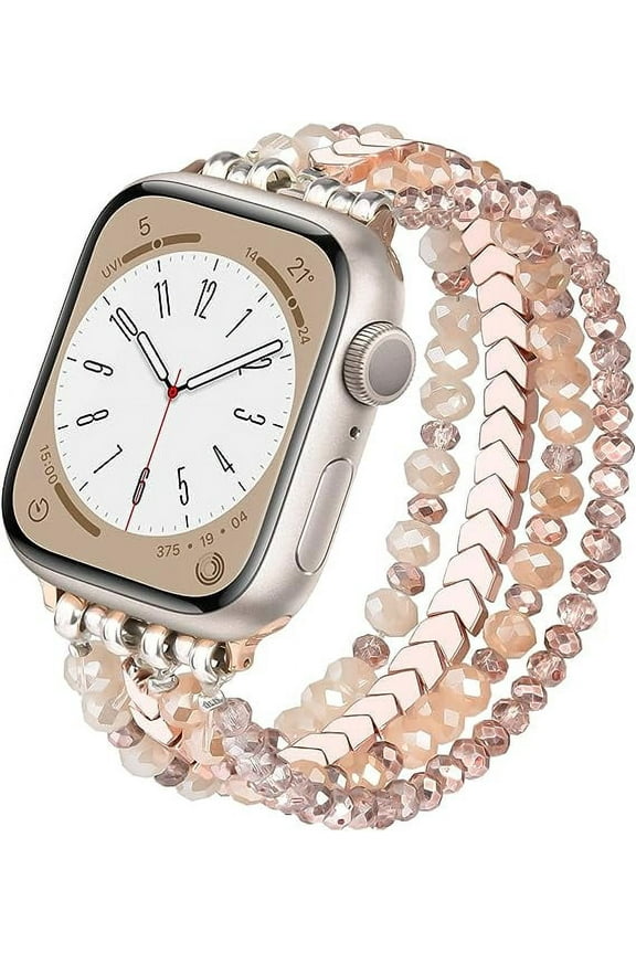 Beaded Bracelet Compatible for Apple Watch Band 42mm 44mm 45mm Women,Fashion Handmade Elastic Stretch Strap for iWatch Series SE 8 7 6 5 4 3 2 1