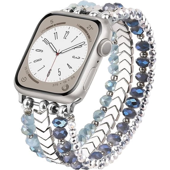 V-MORO Beaded Bracelet Compatible for Apple Watch Band 42mm 44mm 45mm Women,Fashion Stretch Strap