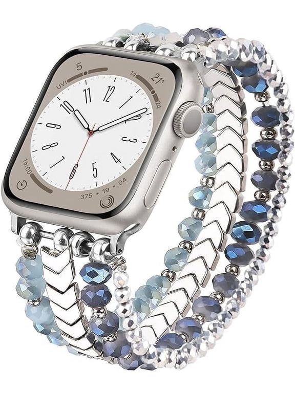 Beaded Bracelet Compatible for Apple Watch Band 42mm 44mm 45mm Women,Fashion Stretch Strap