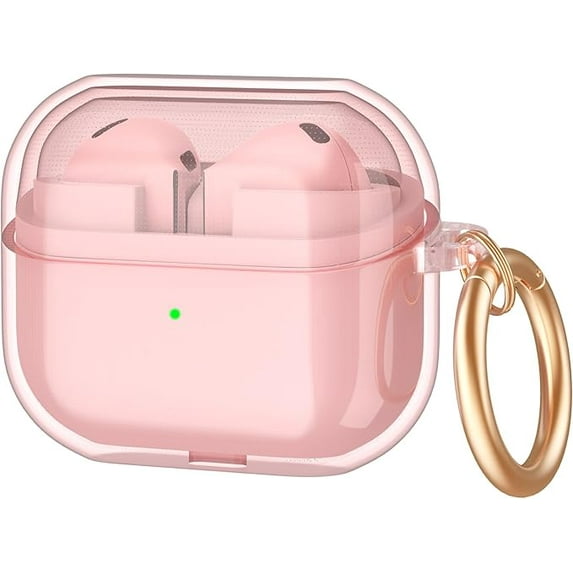 V-MORO Clear Case Compatible with Samsung Galaxy Buds 3 & Galaxy Buds 3 Pro, Clear Soft TPU Shockproof Protective Case with Keychain Clear Pink