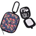 thumbnail image 1 of V-Moro earbud case holder，General printing Leather Organizer Carrying Case，For Airpods Pro 2/3/1/2 Storage Bag With zipper & Carabiner Clip-Navy+Rose, 1 of 6