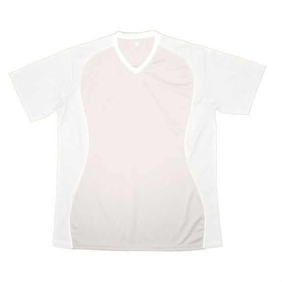 V-NECK JERSEY WHITE W/GRANITE SIDE PANEL-YOUTH-XL