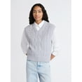 thumbnail image 1 of Free Assembly Women's Embellished V-Neck Cable Sweater Vest, Sizes XS-XXL, 1 of 6