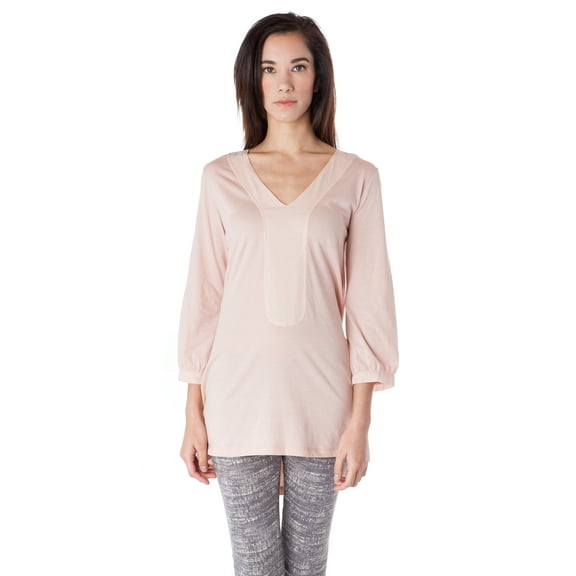 V Neck 3/4 Sleeve Cotton Tunic