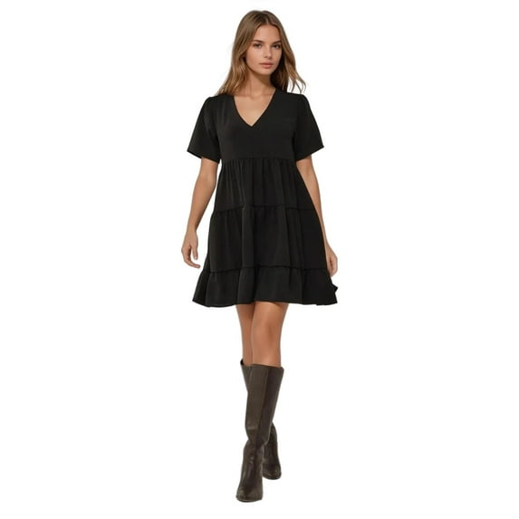 V-Neck A-Form Mini Dress