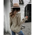 thumbnail image 1 of V Neck Animal Print Shoulder Ruffle Bishop Sleeve Blouse for Women, 1 of 3