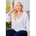 thumbnail image 1 of V Neck Bubble Sleeve Solid Top 3XL, 1 of 3