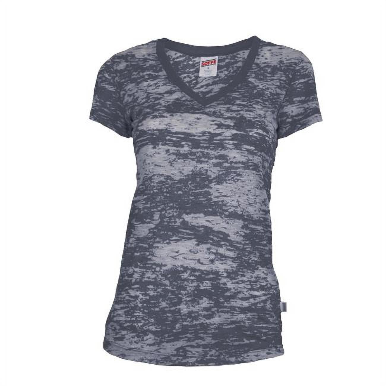 V-Neck Burnout Tee Shirt for Junior, Charcoal - Large - Walmart.com