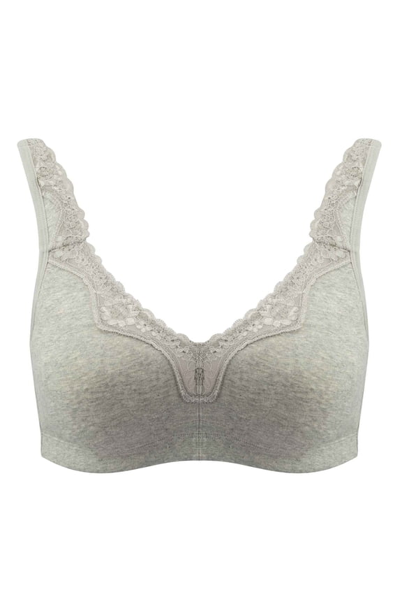 V Neck Cami Bra for Women Girls Convertible Bra Feature V-Neck Wire-Free Bra Style W-1113 Hook and Eye Closure Sleep Bra Gray 100B