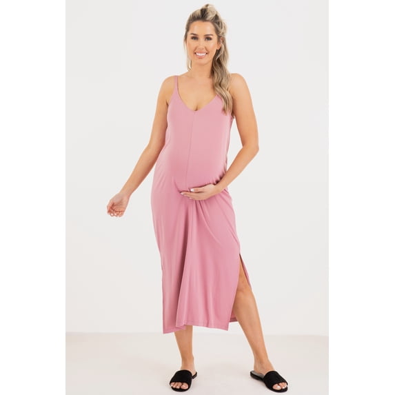 V-Neck Cami Midi Dress With Side Slits