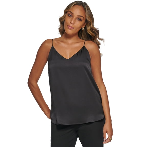V-Neck Camisole, Regular and Petite Sizes Black L