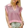 thumbnail image 1 of V Neck Cap Sleeve Tops Sleeveless Women Spring Sweater Vest, 1 of 5