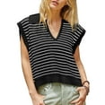 thumbnail image 1 of V Neck Cap Sleeve Tops Sleeveless Women Spring Sweater Vest, 1 of 5