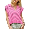 thumbnail image 1 of V Neck Cap Sleeve Tops Sleeveless Women Spring Sweater Vest, 1 of 5