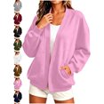 thumbnail image 1 of V-Neck Cardigan Sweatshirt for Women Oversized Open Front Long Sleeve with Pockets Casual Everyday Fall Winter Top, 1 of 9