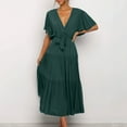 thumbnail image 1 of V Neck Commuting Printed Short Sleeved Waist Long Skirt Bohemian Dress A Line for Women Cute Winter Dresses Summer Midi Dress for Women Stylish Casual Dresses for Women Cute Summer Dress Ruffle, 1 of 4