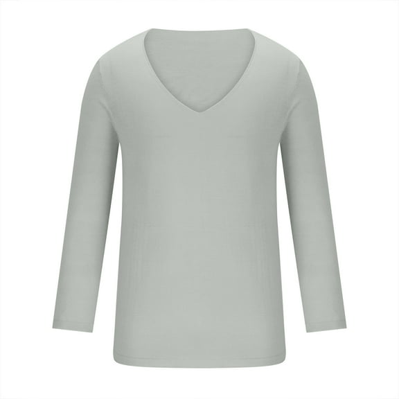 V Neck Cotton Base Shirts for Men Long Sleeve Pullover Baggy Comfy Casual Undershirts Daily Lounge Pajama Tops