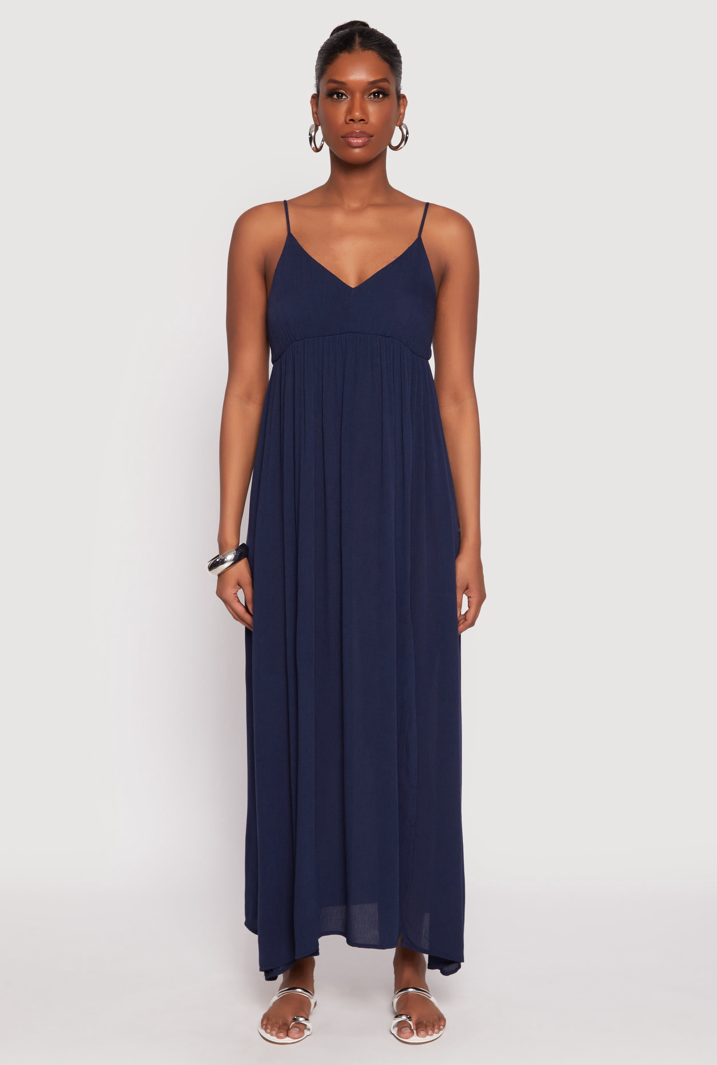 Women's Maxi Dress with Draped Neckline and High Side Slit main image 0