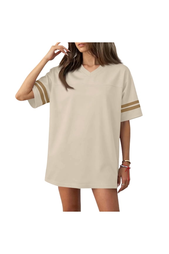 V Neck Football Jerseys for Men Women Sport Athletic Fitness T-Shirts Unisex Plain Casual Blank Tops Classic Workout Shirts Khaki M