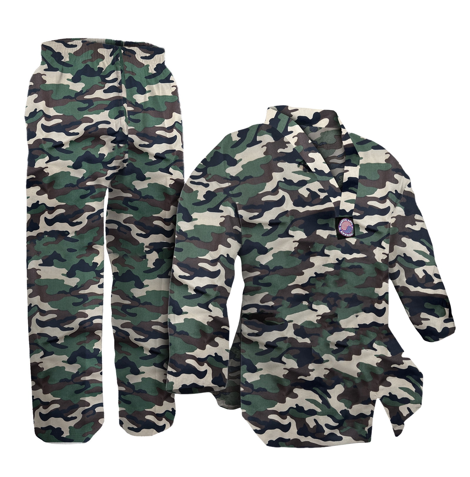 V-Neck Green Woodland Camo Taekwondo Karate Gi Uniform Team Demo ...