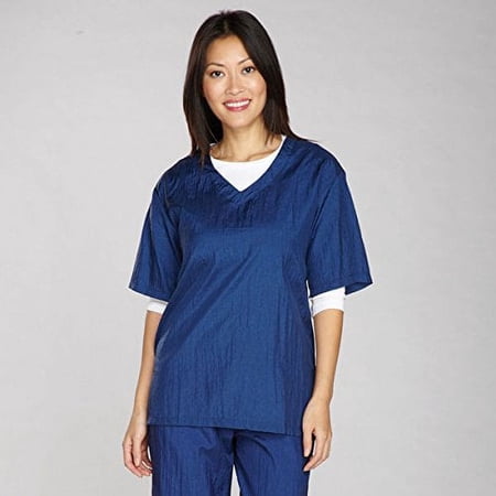V Neck Grooming Smocks and Contrast Trim Tops Water Repellant Stylist Groomer(Small Smock - Navy)