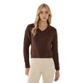 thumbnail image 1 of V-Neck Hair Braid Knit Sweater, 1 of 5