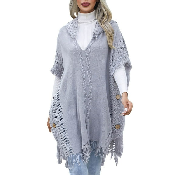 V Neck Hooded Loose Fit Long C Cardigan Sweater Vest Shawl For Women Casual Outerwear Layering