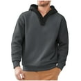 thumbnail image 1 of V Neck Hoodies for Men Pullover Fleece Lined Sweatshirts Mens Casual Color Block Long Sleeve Slim Thermal Warm Athletic Workout Hoodie Tops, 1 of 4