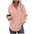 thumbnail image 1 of V-Neck Hoodies for Women Pullover Casual Polka Dots Tunic Tops Shirts Loose Long Sleeve Sweatshirts, 1 of 5
