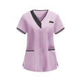 thumbnail image 1 of V-Neck Housekeeping Uniforms for Women Stretchy Scrub Tops Short Sleeve Nursing Shirts Medical Scrubs T-Shirt, 1 of 6